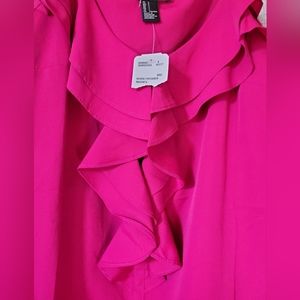 NWT Large Forever 21 Magenta Woven Ruffled Top